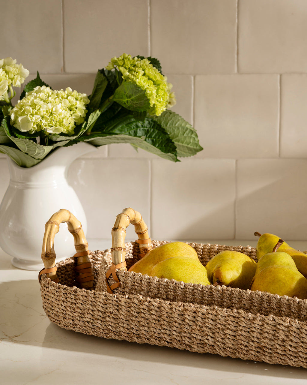 Abaca Tray with Bamboo Handles